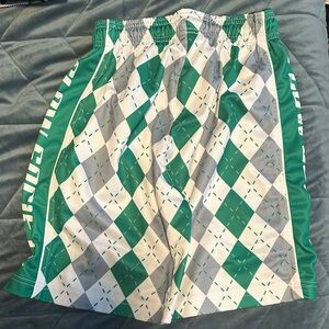 Green and White Kids Argyle Shorts